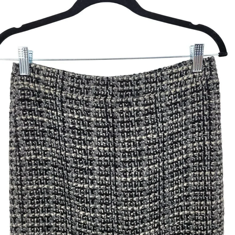 J. Crew Wool Tweed The Pencil Skirt‎ 0 Gray Black Twee Plaid Academia Career